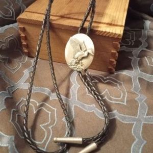 Vintage Pewter Mallard Bola Tie By Siskiyou  #870293